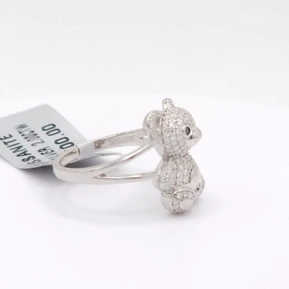 2.00 Ctw Moissanite Teddy Bear Ring – 925 Silver Plated, GRA Certified - Picture 13 of 17